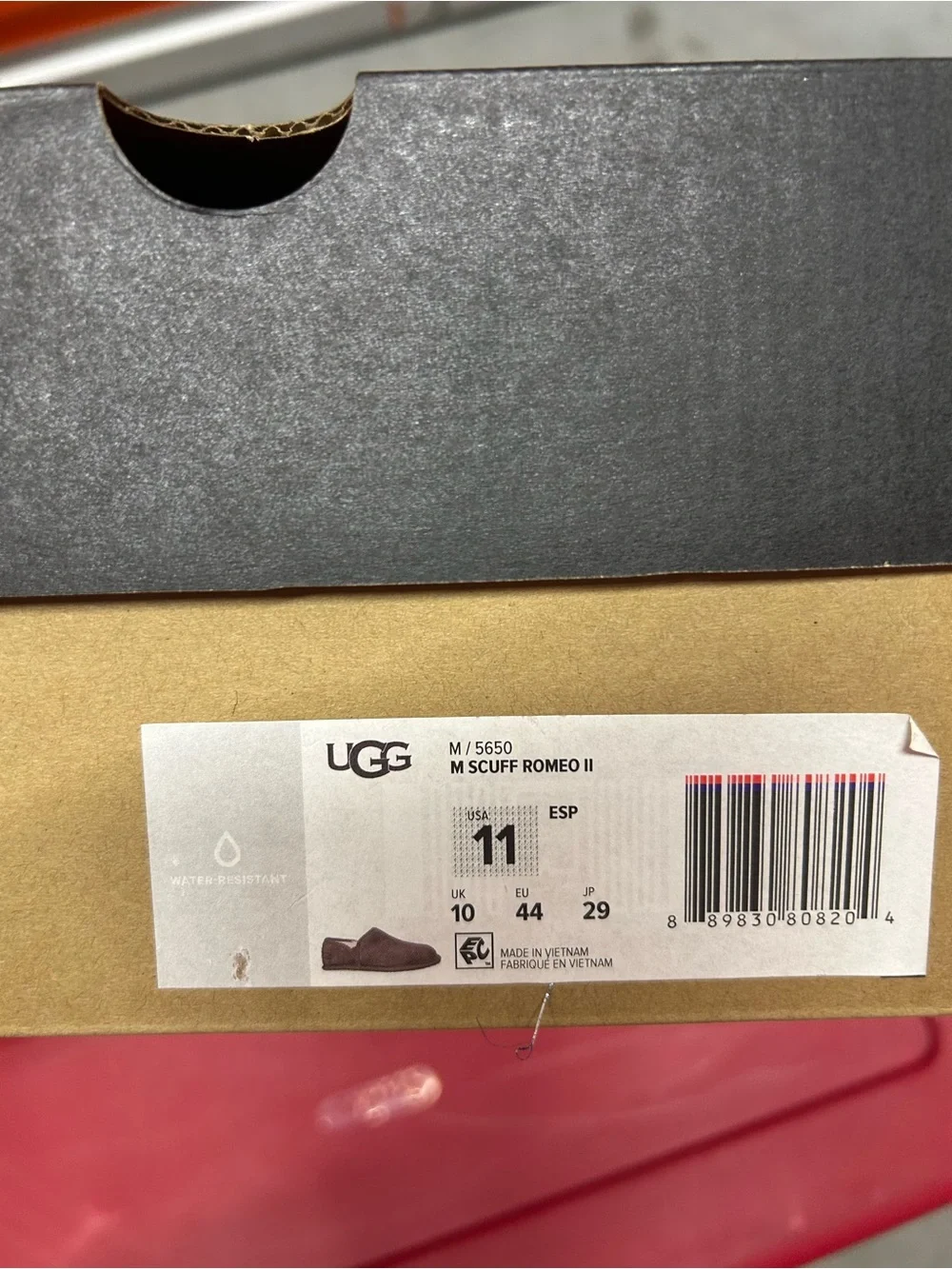 Label on Shoe Box